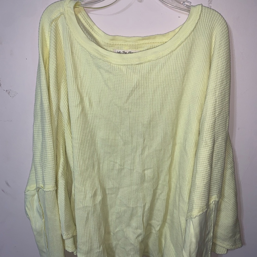 We The Free Soft Yellow Waffle Knit Sweatshirt